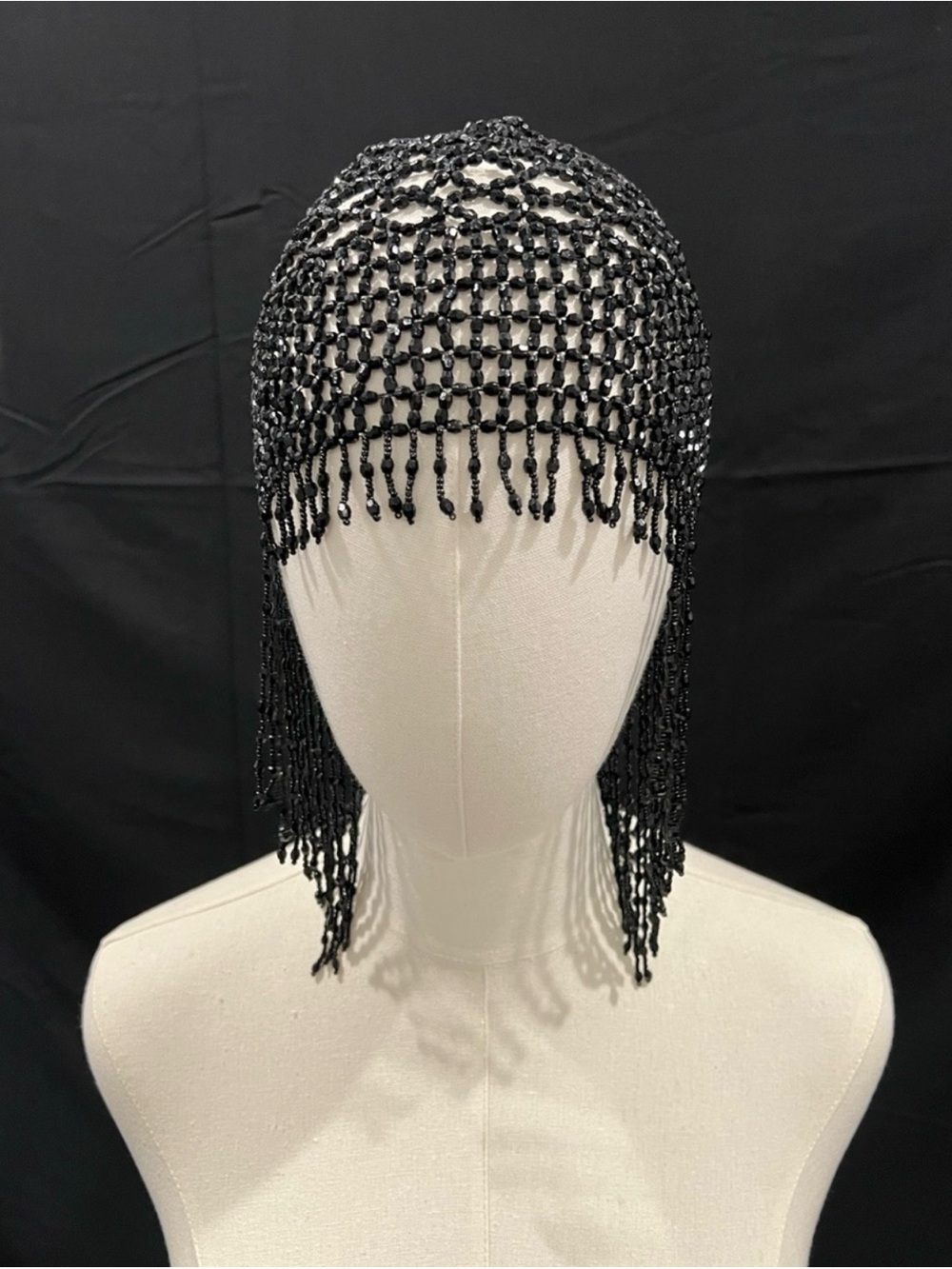 Black Beaded Fringe Cap - Women Accessories